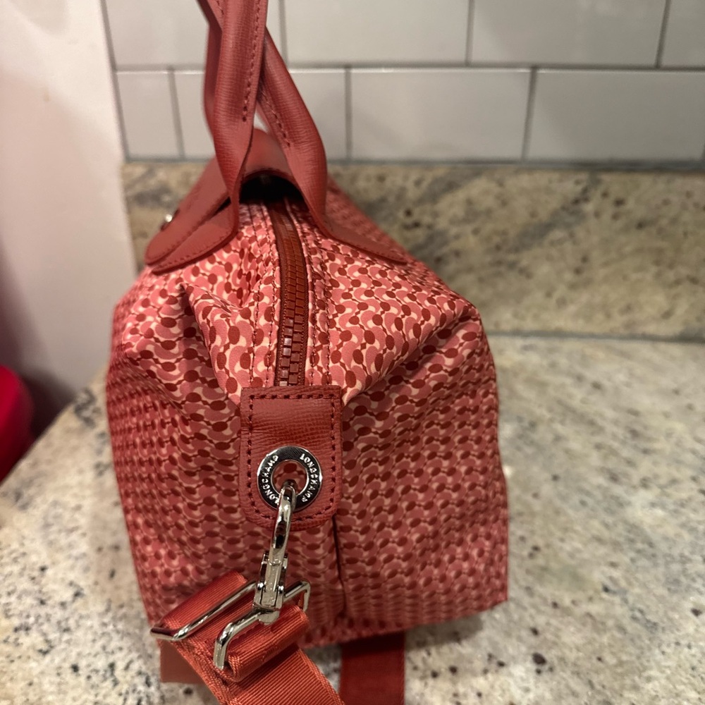 LONGCHAMP Print Tote Elegant antique Pink Handbag excellent condition - Picture 5 of 10